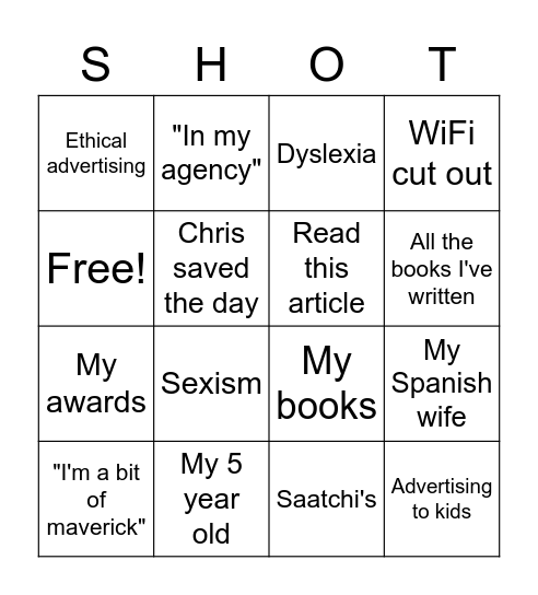 Chris Bingo Card