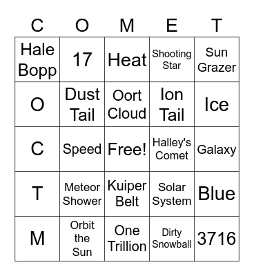 Comet Bingo Card