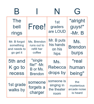 4th Grade Bingo Card