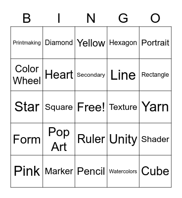 Art Bingo Card