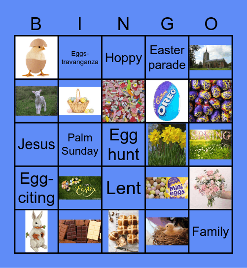 Blue Easter Bingo Card