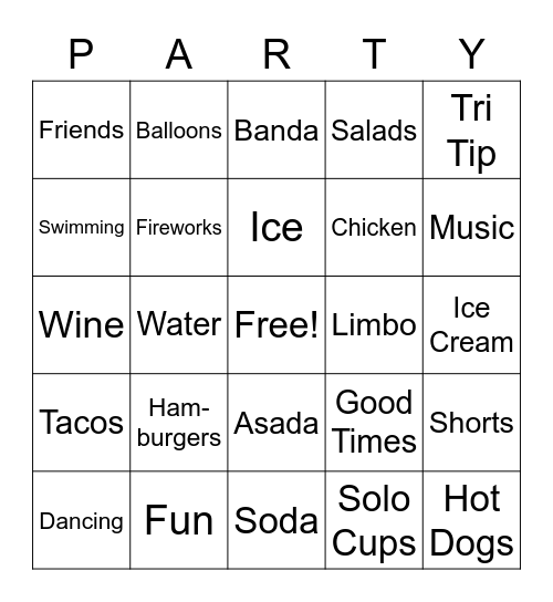 Party Bingo Card