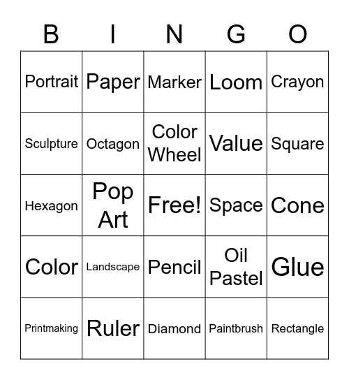 Art Bingo Card