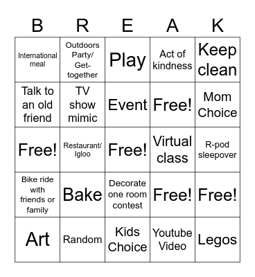 Spring 2021 Bingo Card