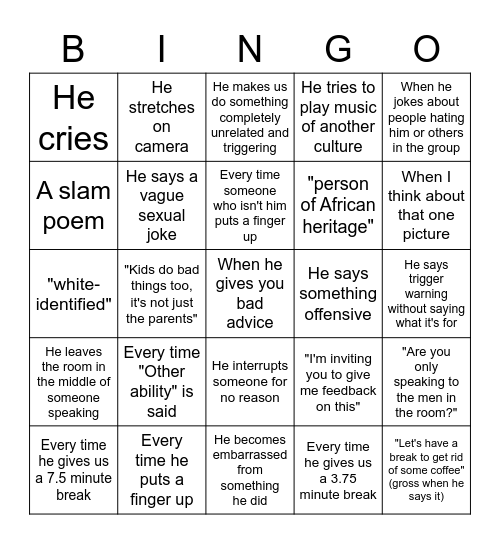 Orientation Bingo Card