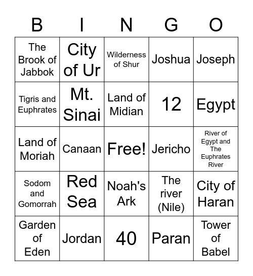 Old Testament Bingo Card