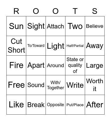 Bingo ROOTS Bingo Card