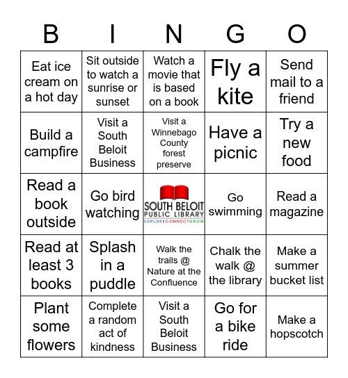 South Beloit Public Library Summer  Bingo Card