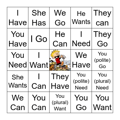 Spanish Subjects Bingo Card