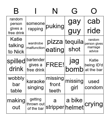 Katie's Bachelorette Bingo!! Bingo Card