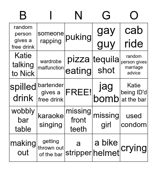 Katie's Bachelorette Bingo!! Bingo Card