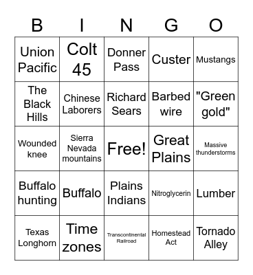 America: The Story of Us - Heartland Bingo Card