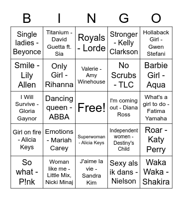 Vrouw Bingo Card