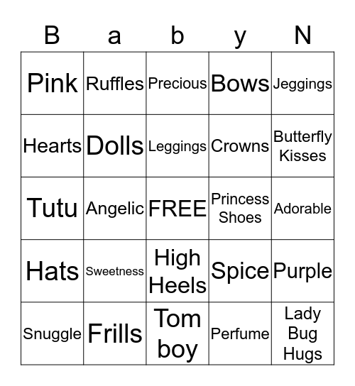 BABY GIRL BINGO Card