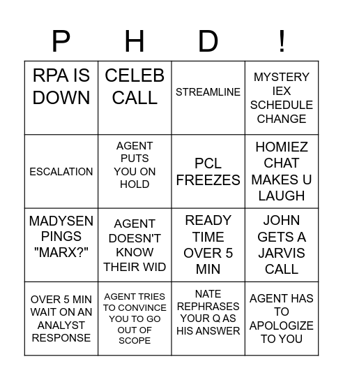 Homiez Bingo Card