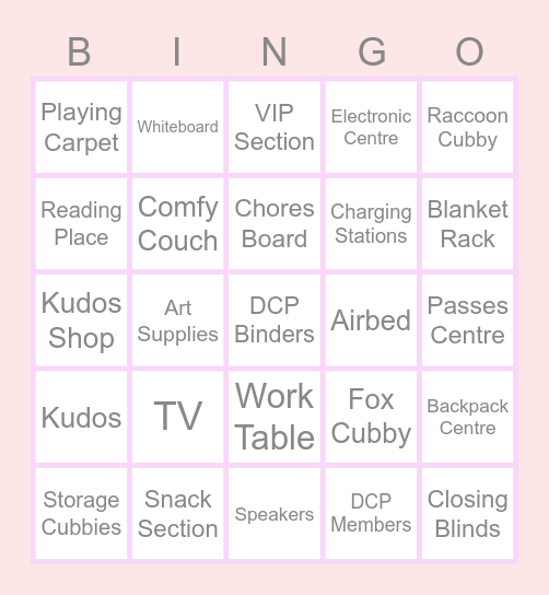 Clubhouse Weekly Bingo Card