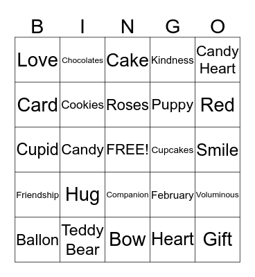 Valentine's Day Bingo Card