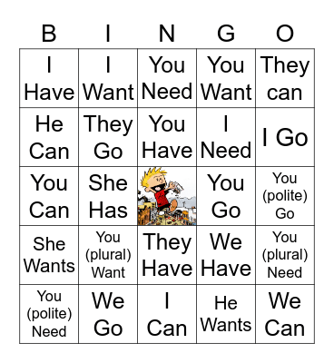 Spanish Subjects Bingo Card
