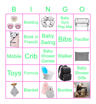 Sarah and Jacob's Baby Shower Bingo Card