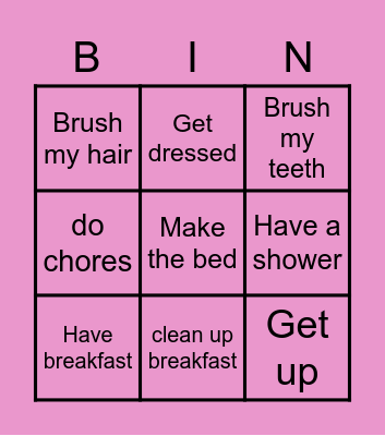 Morning routines Bingo Card