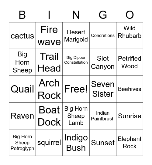 Spring Break 2021 Bingo Card