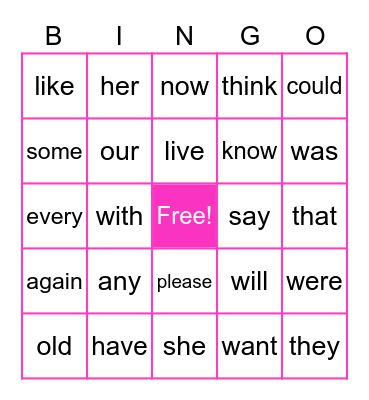 Princess Sight Word Bingo! Bingo Card