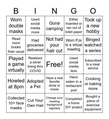 COVID Bingo Card