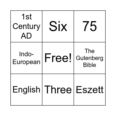 German Bingo Card