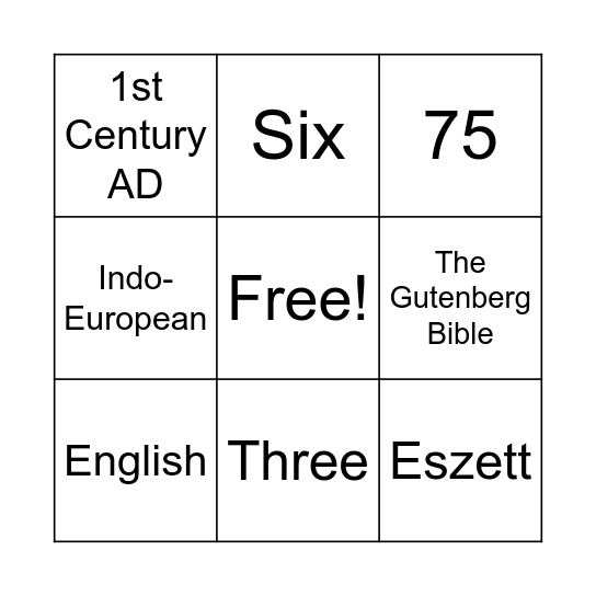 German Bingo Card