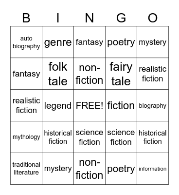 Genre Bingo! Bingo Card