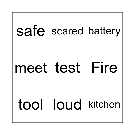 Fire Safety Bingo Card