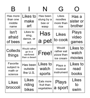 Get-to-Know-You BINGO Card