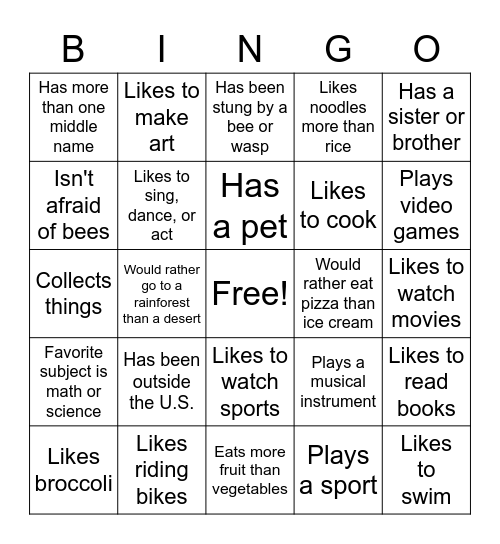 Get-to-Know-You BINGO Card