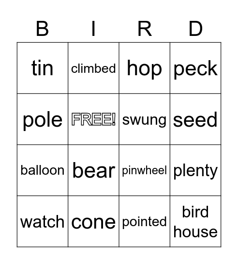 The Bird Feeders Bingo Card