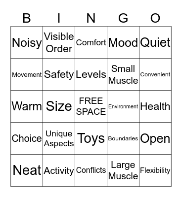 Room Arrangement for Infants & Toddlers Bingo Card