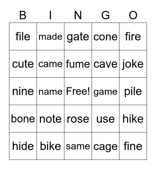 Mommy E Bingo Card