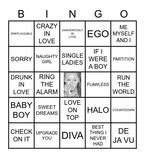 ALL ABOUT BEYONCE Bingo Card