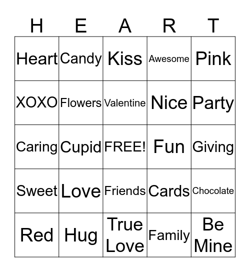 Valentine's Day Bingo Card