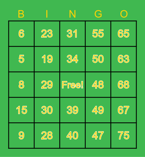 Pot-of-Gold Game Night! Bingo Card