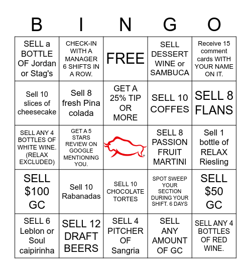 SERVER BINGO Card