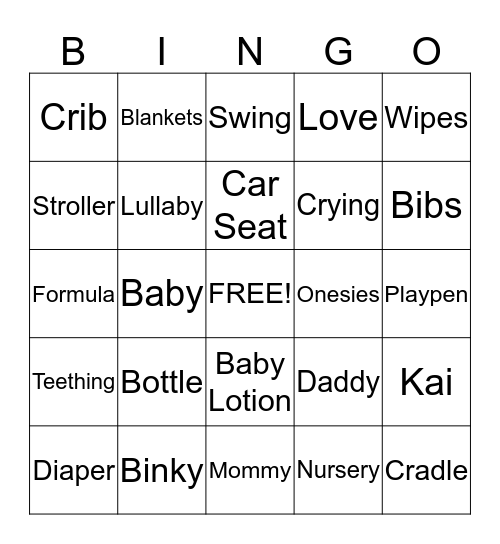 Baby Boy Bingo Card