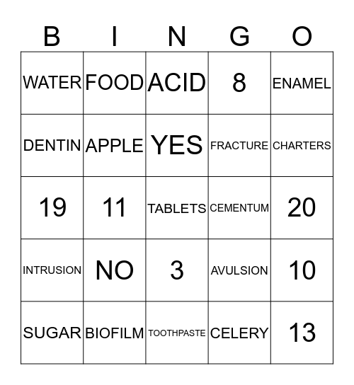 ORAL HEALTH Bingo Card