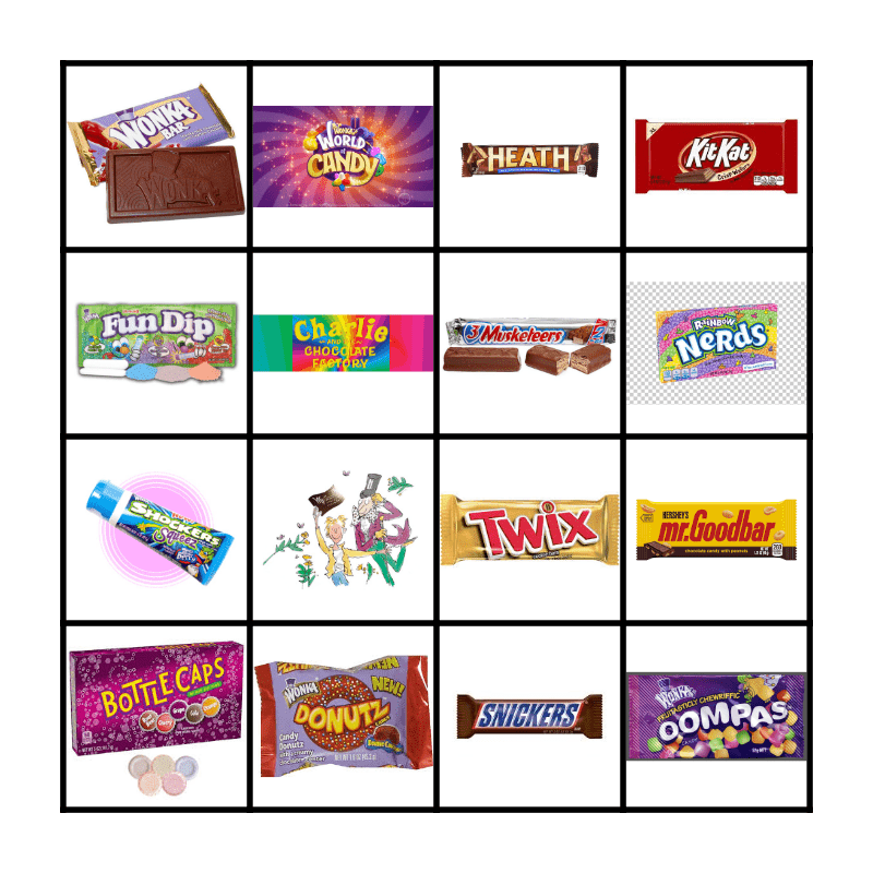 Charlie and the Chocolate Factory Bingo Card