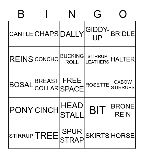 HORSE BINGO Card