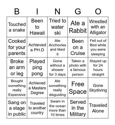 Getting to Know You Bingo Card