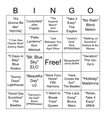 SD63 Springo Bingo Card