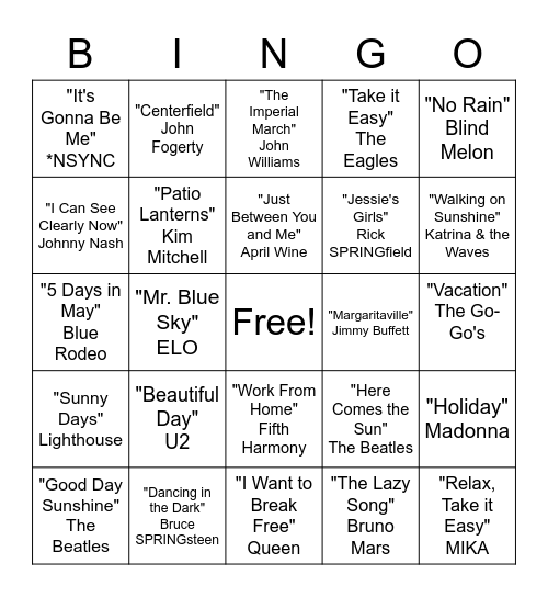 SD63 Springo Bingo Card