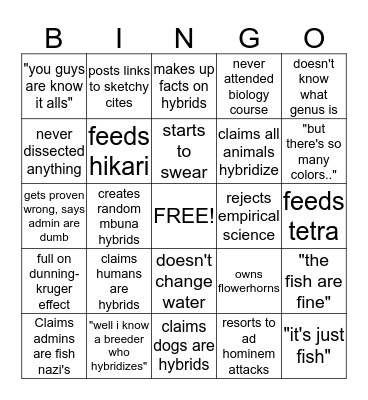 HYBRID BINGO Card