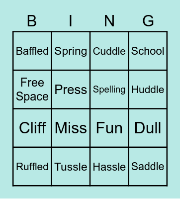 SPELLING WORD BINGO Card