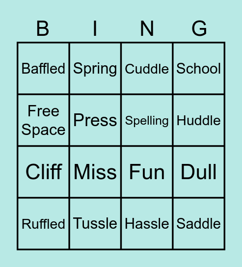 SPELLING WORD BINGO Card